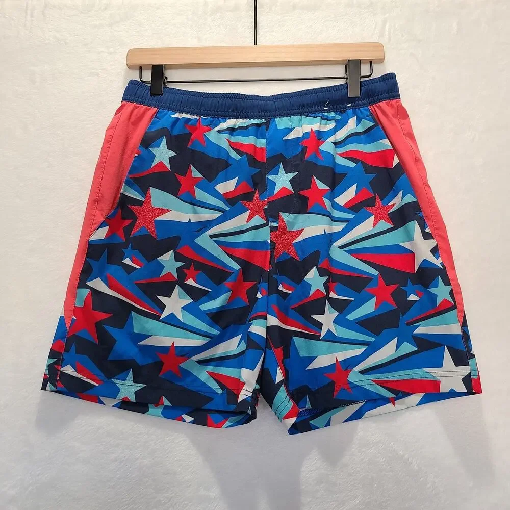 Chubbies Swim Trunks Size M Colorful Geometric Pockets Drawstring Waist